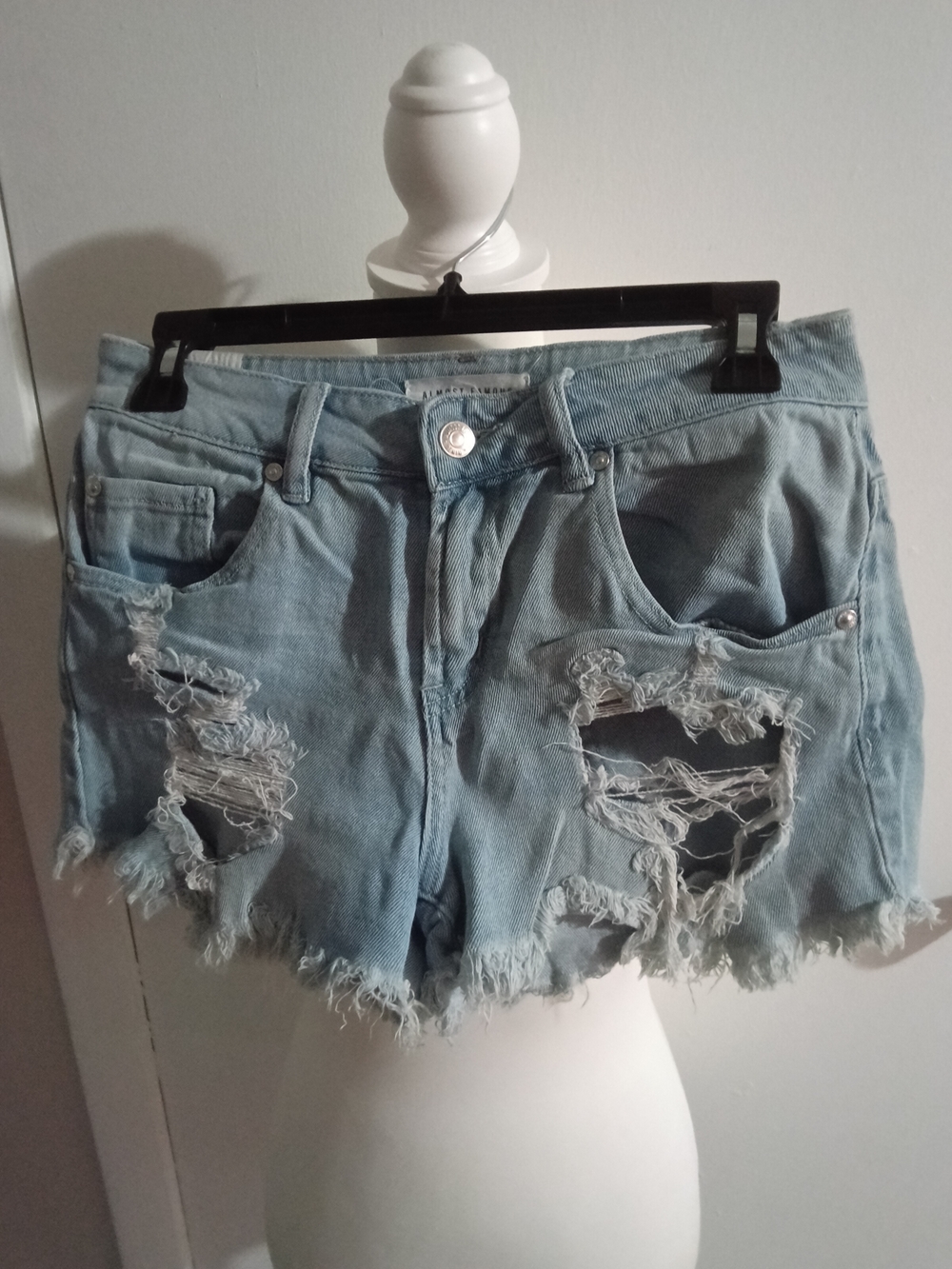 Almost Famous Light Wash Distressed Denim Shorts
